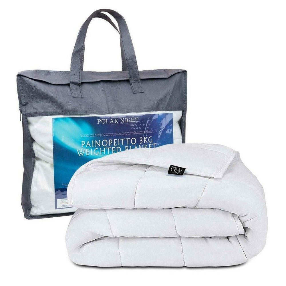 Polar Night verzwaringsdeken 150x200 cm wit met geruit patroon en draagtas