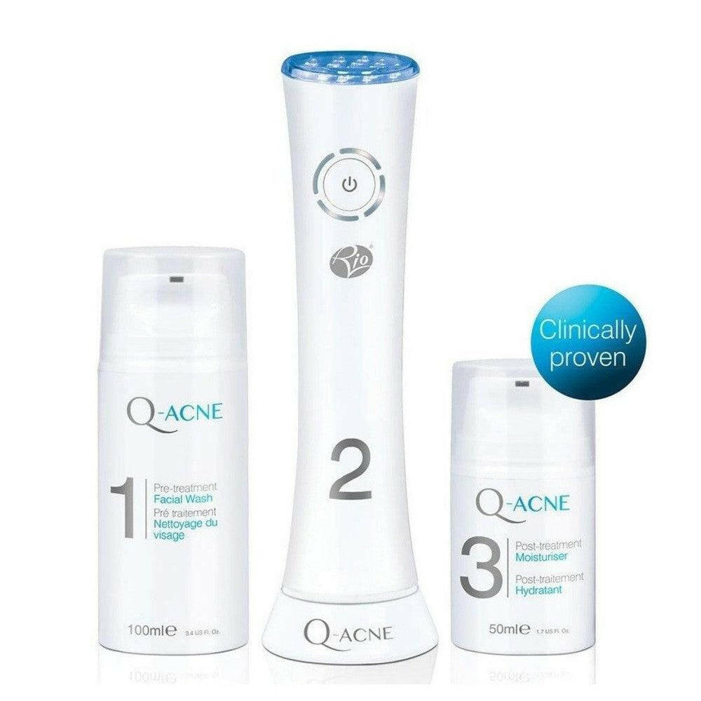 Rio Q-ACNE set inclusief apparaat, gezichtsreiniger en moisturizer voor acne