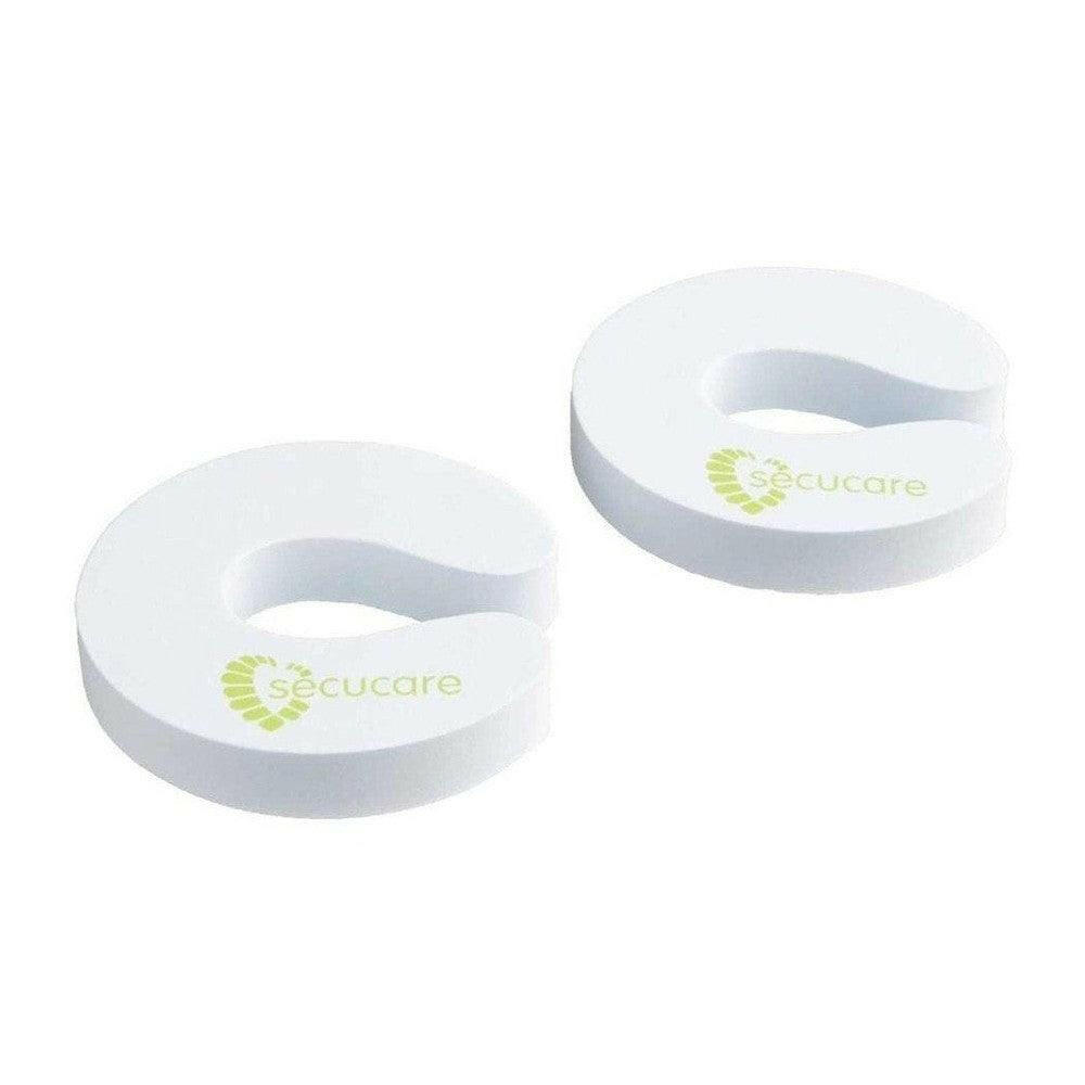 2 stuks SecuCare Junior deurstoppers wit schuim met groen logo voor kinderveiligheid
