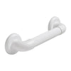 Schuine weergave van witte wandbeugel met geribbelde ABS-greep