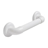 Schuine weergave van witte wandbeugel met geribbelde ABS-greep