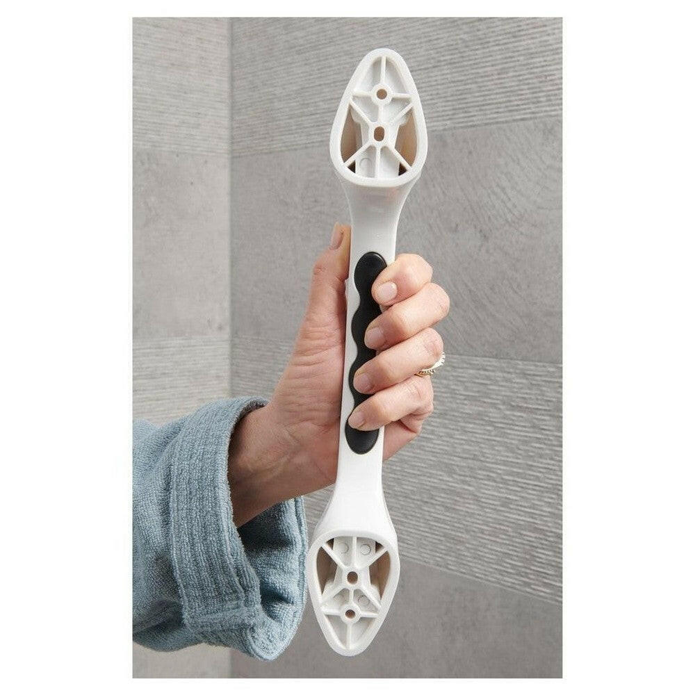 SecuCare wandbeugel met zwarte golfvormige antislip grip en montagekappen