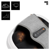 Detail van bedieningspaneel en warmte-effect op Sharper Image voetmassage-apparaat