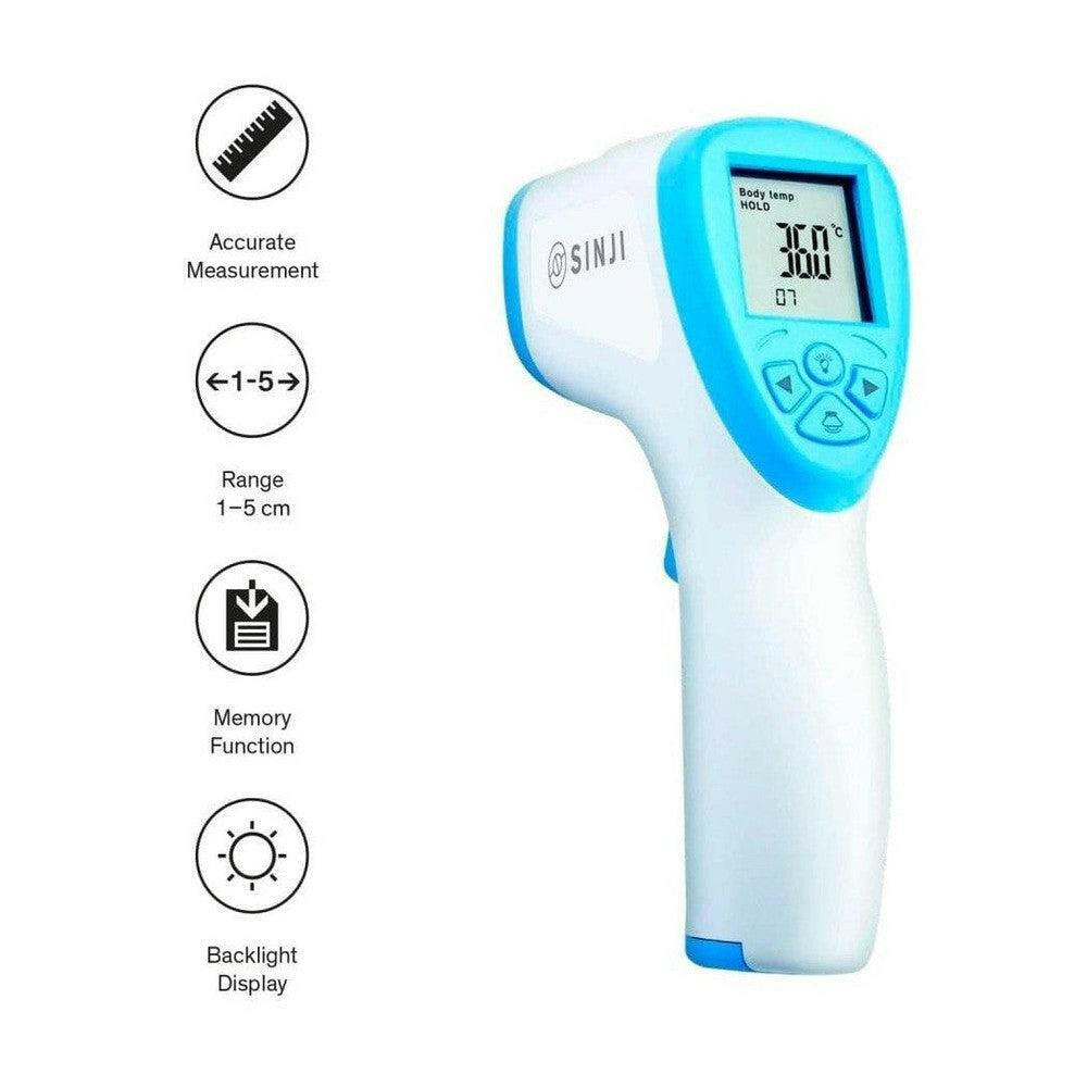Sinji koortsthermometer voorhoofd contactloos met blauwe knoppen