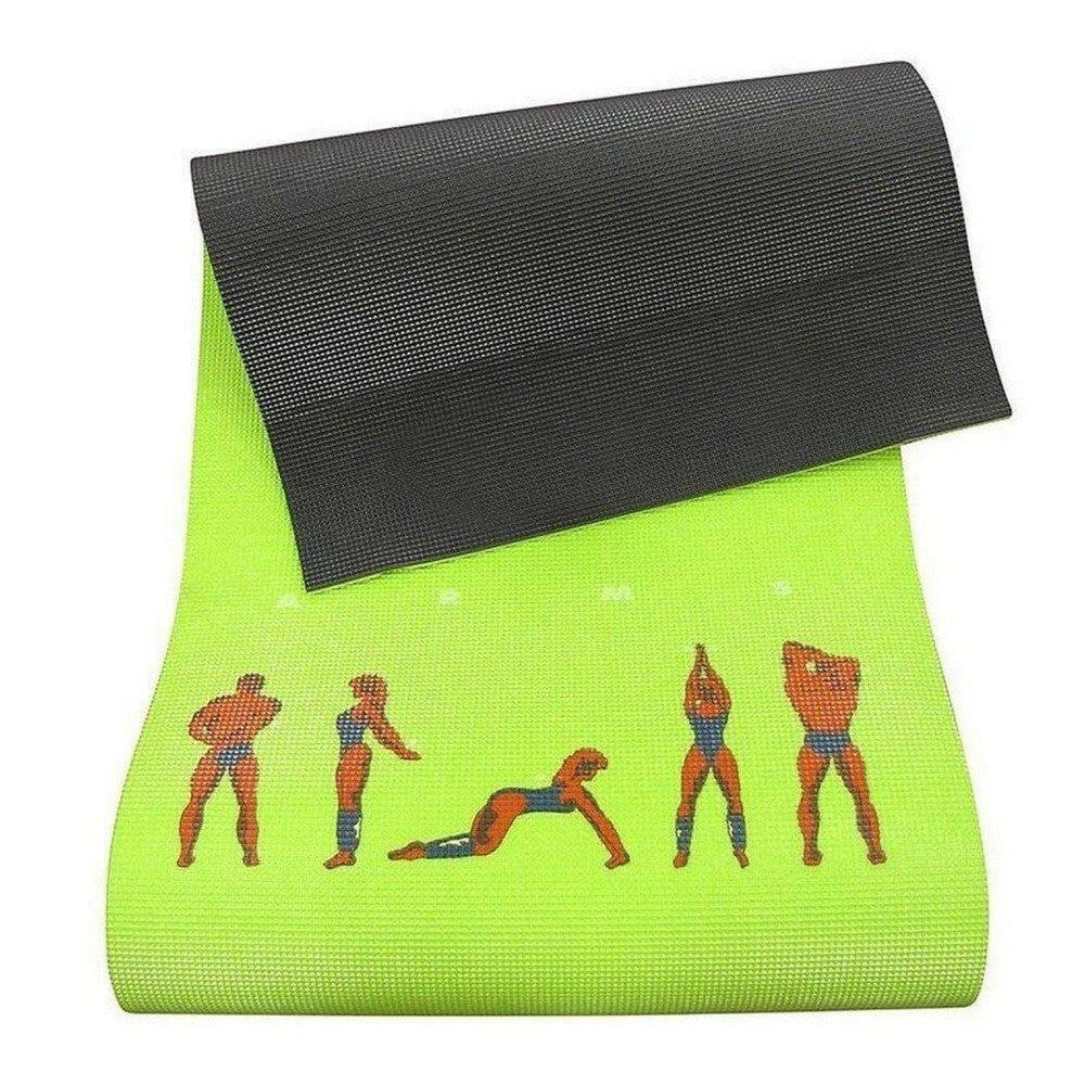 Lichtgroene Sirex PE fitnessmat met oefeningen en antislip textuur