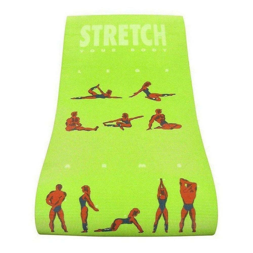 Sirex fitnessmat met stretch-oefeningen en 'Stretch Your Body' tekst