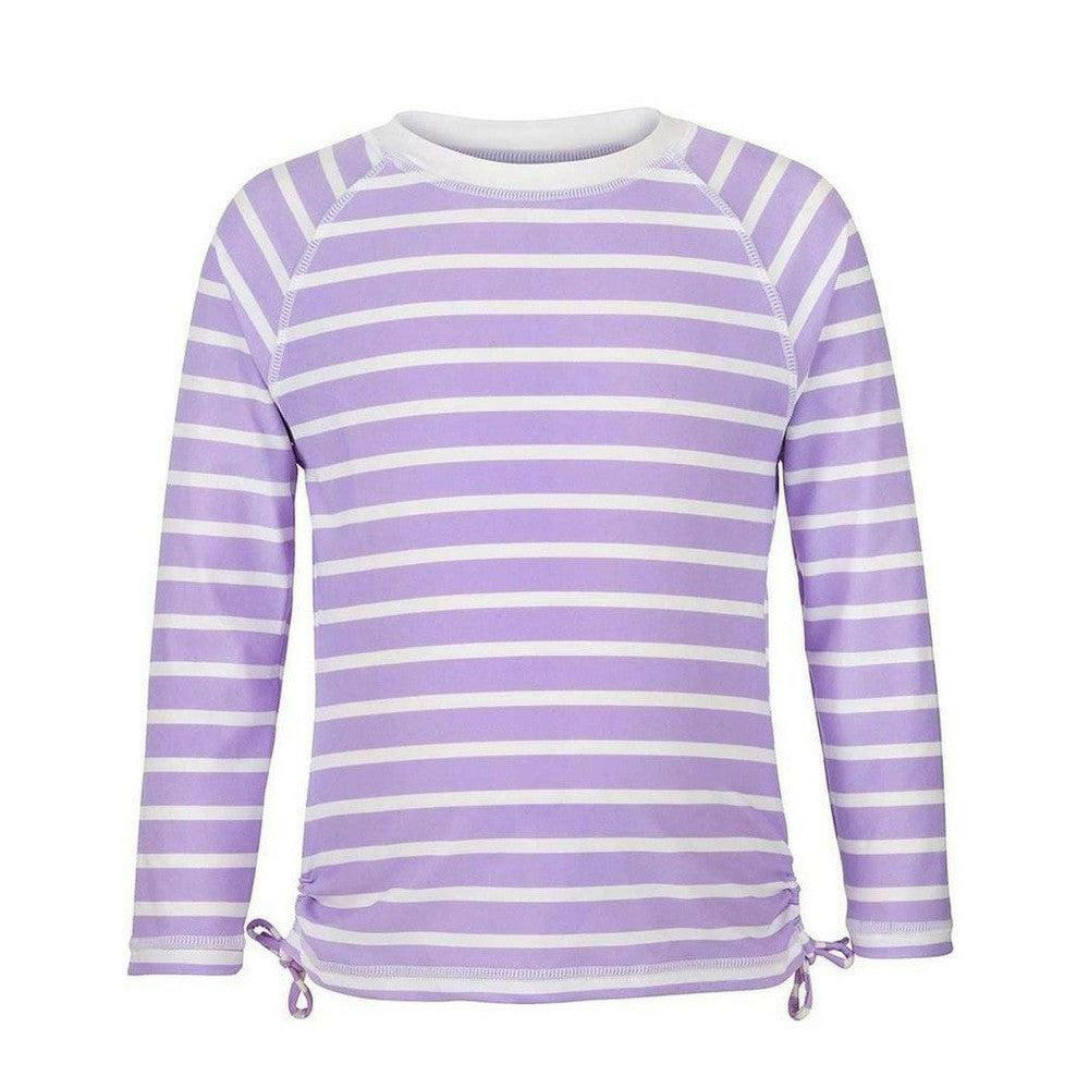 Paars-wit gestreept langarm UV-shirt voor kinderen met strikjes