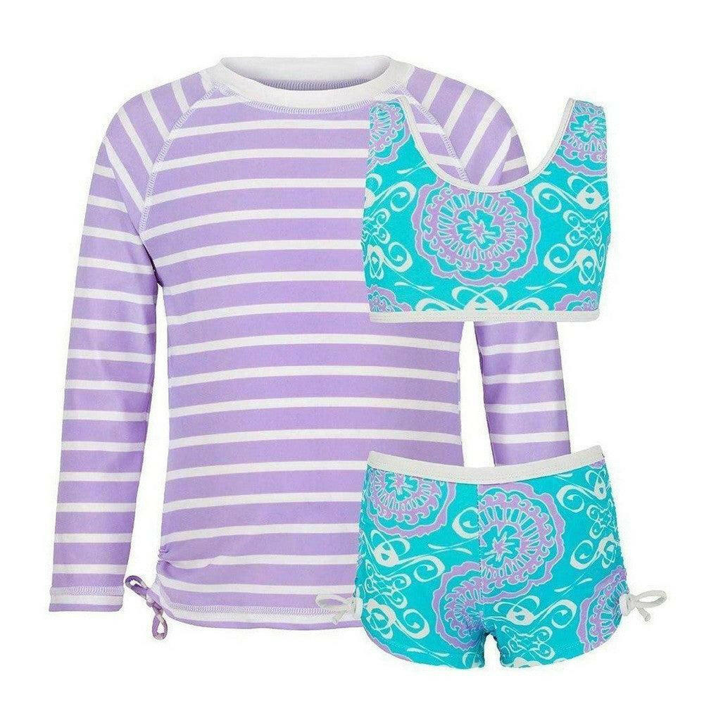 Snapper Rock kinder UV-bikini set met gestreept shirt en bloemenprint broek