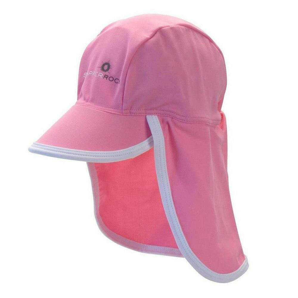Roze Snapper Rock UV-petje met nekflap voor baby's, XXS