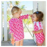Roze Snapper Rock UV-zwemkleding met ananasprint en korte mouwen voor meisjes
