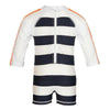 Snapper Rock kinderzwemkleding rits aan rugkant wit en donkerblauw