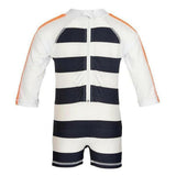 Snapper Rock kinderzwemkleding rits aan rugkant wit en donkerblauw