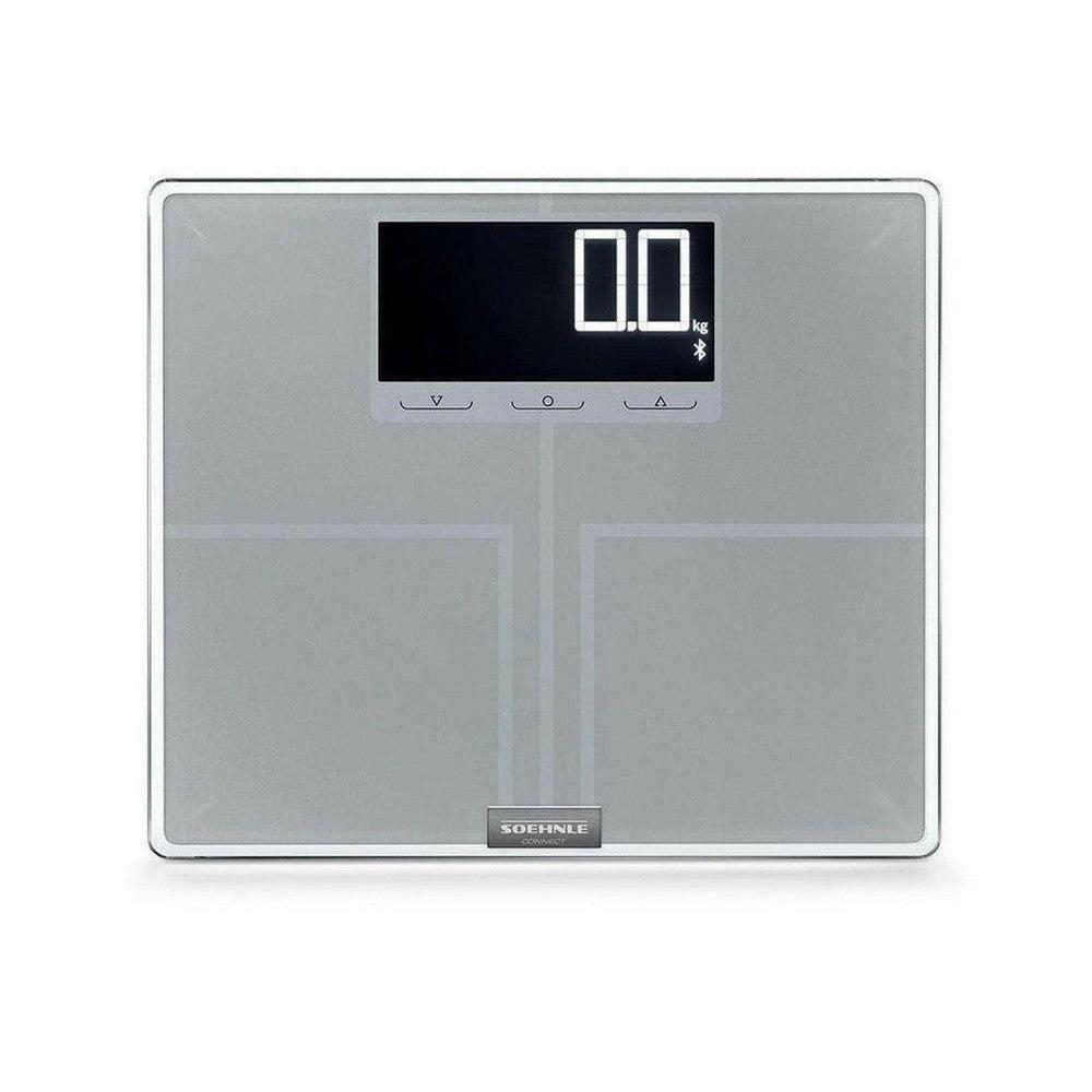 Soehnle Shape Sense Connect digitale personenweegschaal grijs glas zilveren frame frontview