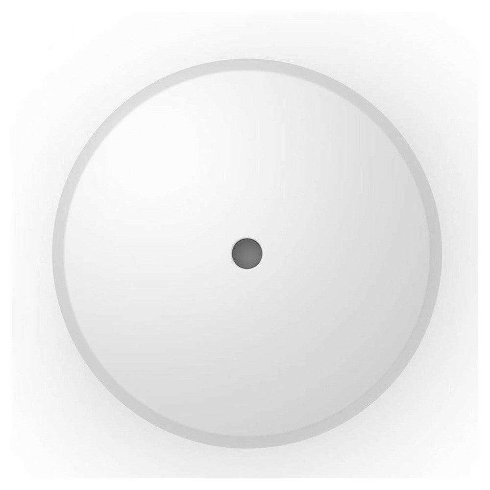 Bovenaanzicht witte diffuser kap met neveluitgang opening
