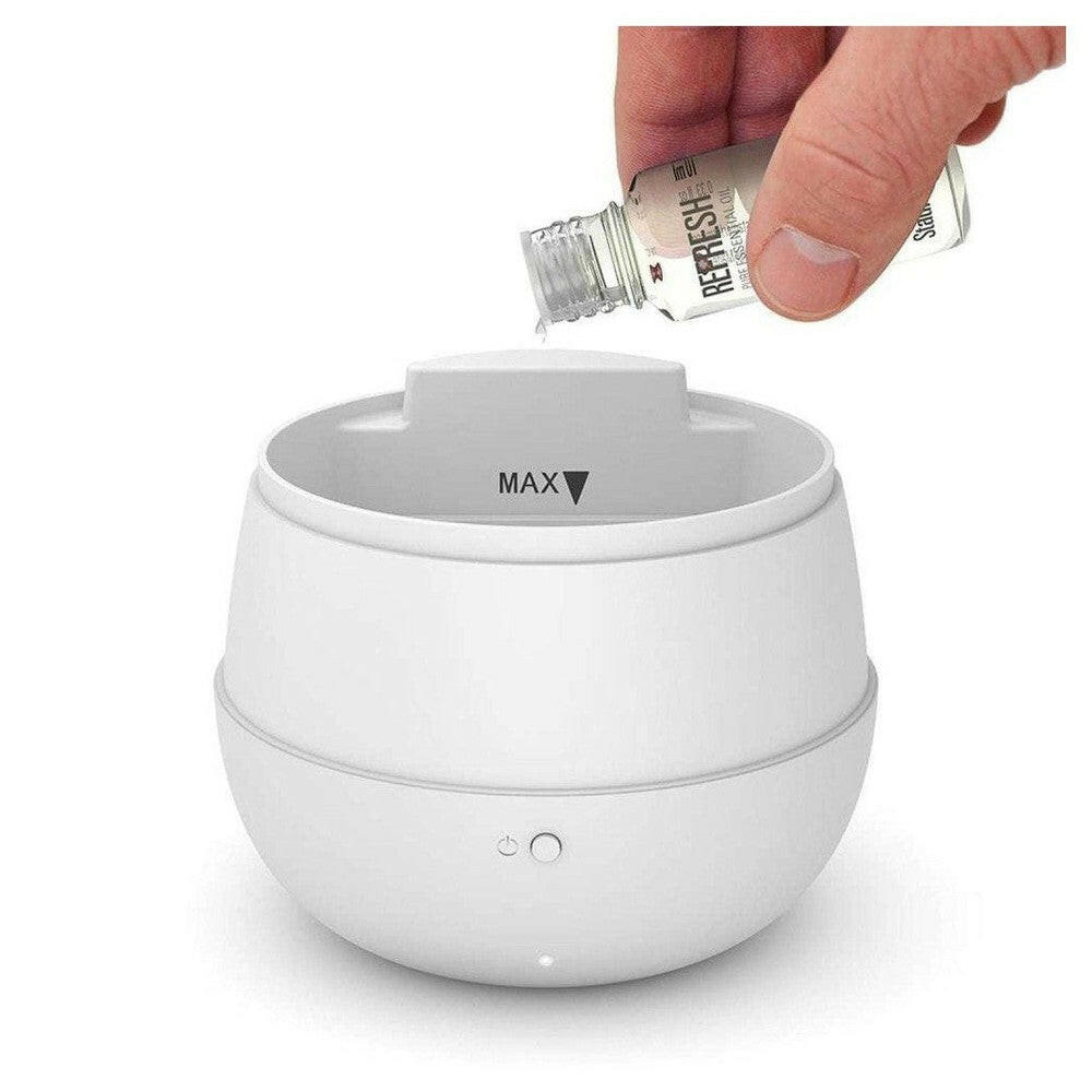 Witte bolvormige Stadler Form Mia aroma diffuser met geurolie vullen