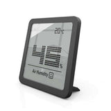 Zwarte Stadler Form Selina Little hygrometer op standaard met duidelijke temperatuur- en vochtigheidsweergave