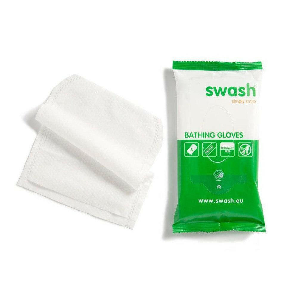 Wit Swash wasdoekje met ribbeltextuur en goud label zonder geur