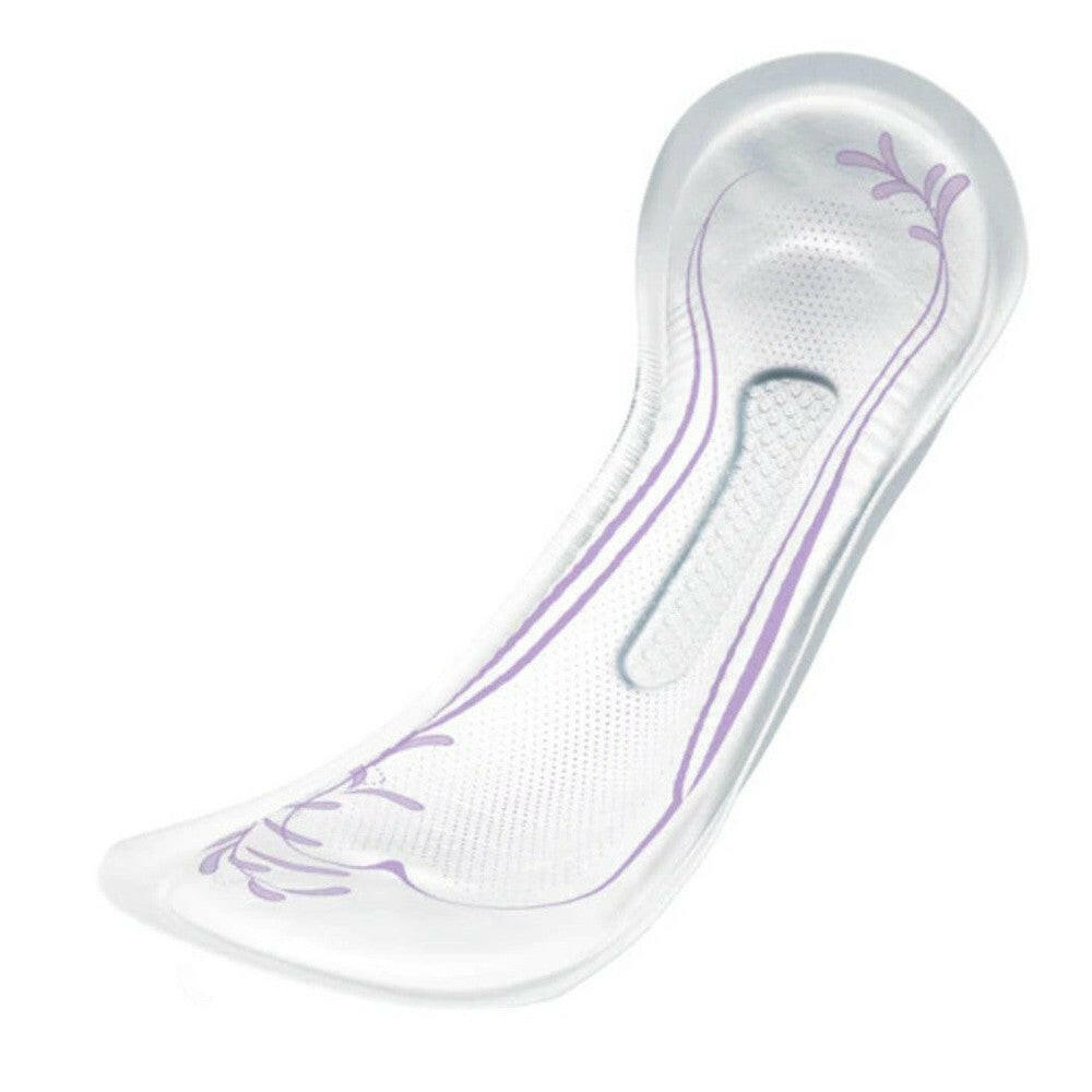 Los Tena Discreet Extra Plus incontinentieverband met blauwe absorberende zone en paarse bladmotieven