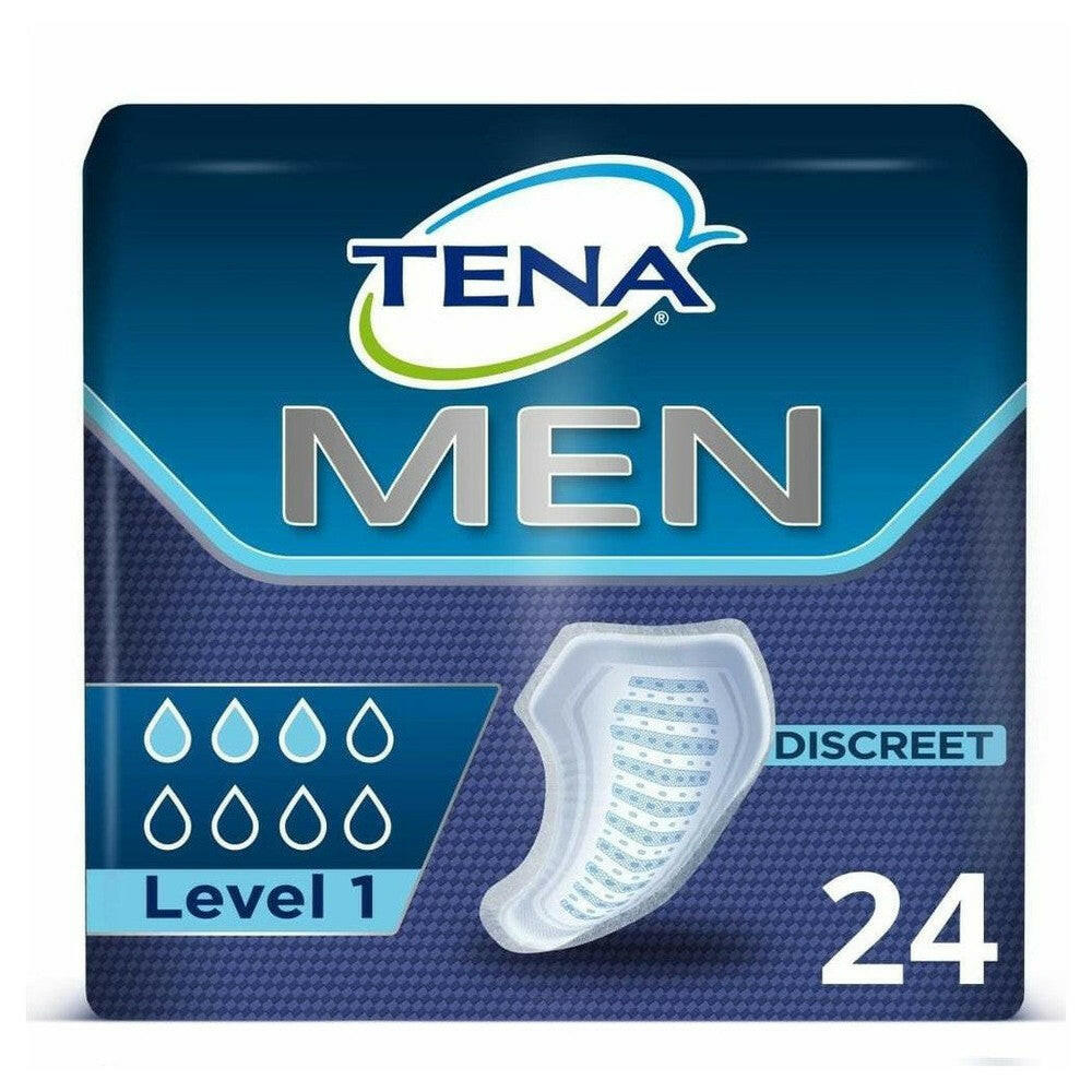 Verpakking van 24 Tena Men Level 1 discreet mannenverbanden voor licht urineverlies