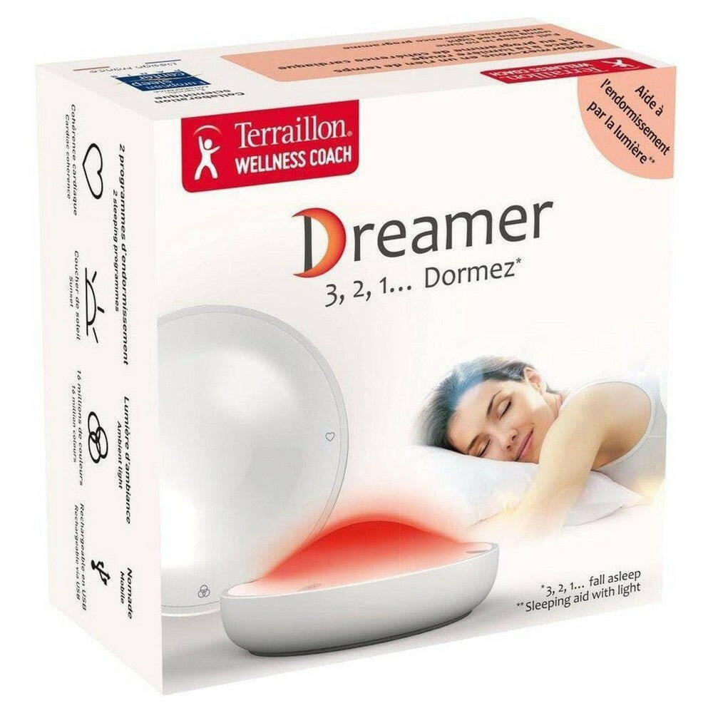 Terraillon Dreamer verpakking doos met merklogo en functie pictogrammen voor slaaptraining