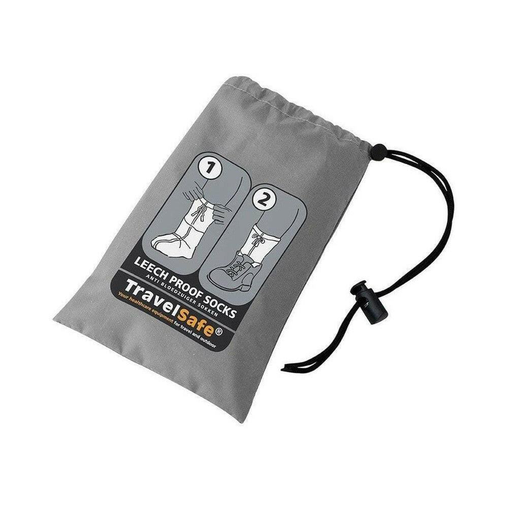 Grijze opbergzak TravelSafe leech proof socks met instructielabel