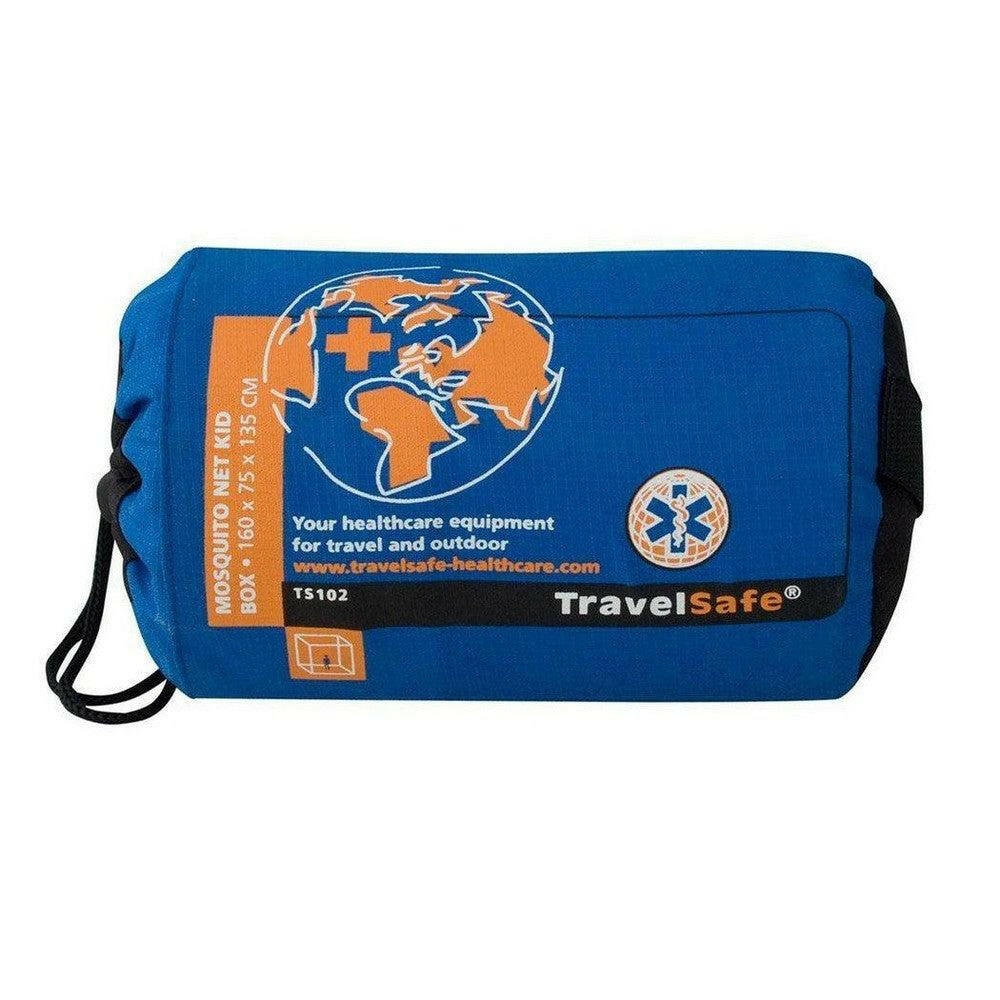 TravelSafe kinder-klamboe in opbergzak, blauw met oranje band