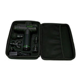 Open Tunturi opbergkoffer met massagepistool en accessoires