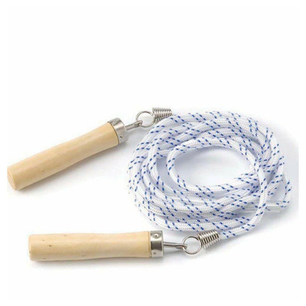 Tunturi nylon springtouw met houten handvaten en veermechanisme