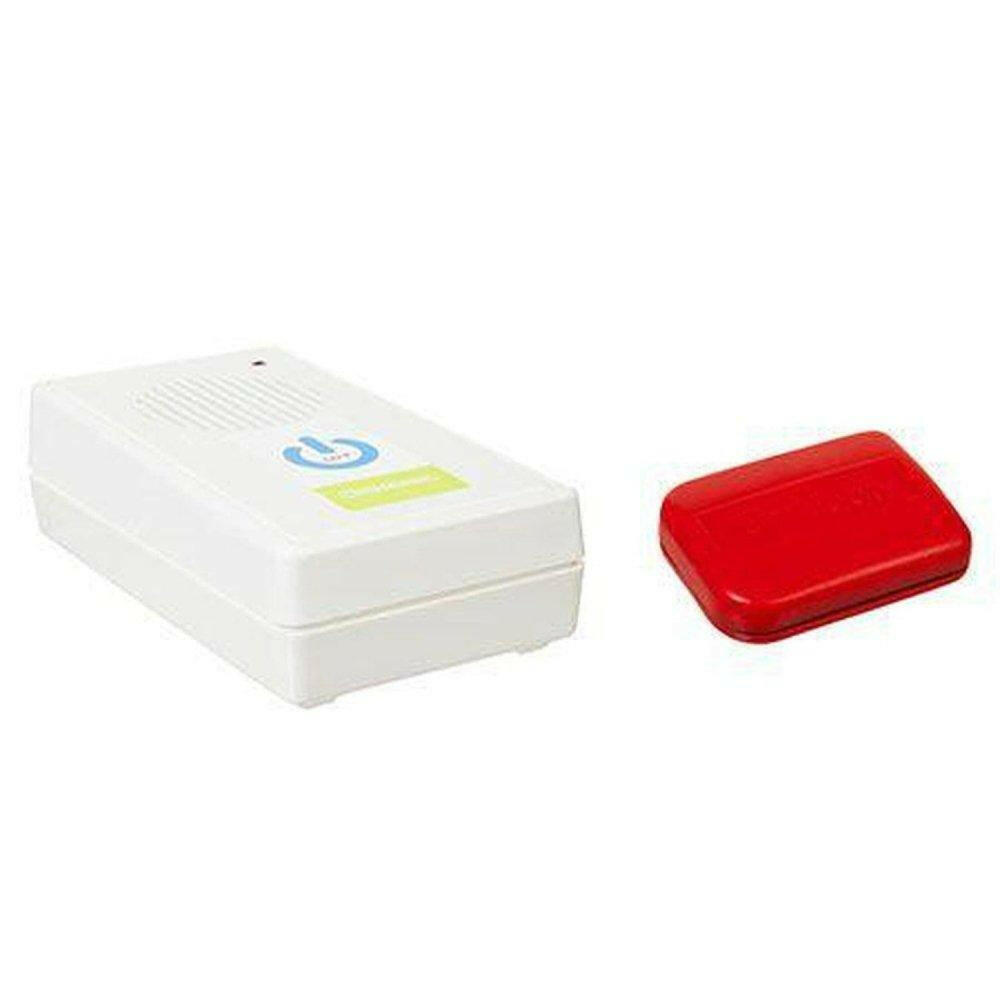 Uriflex Contessa plaswekker wit met blauw power-icoon en rood trilelement
