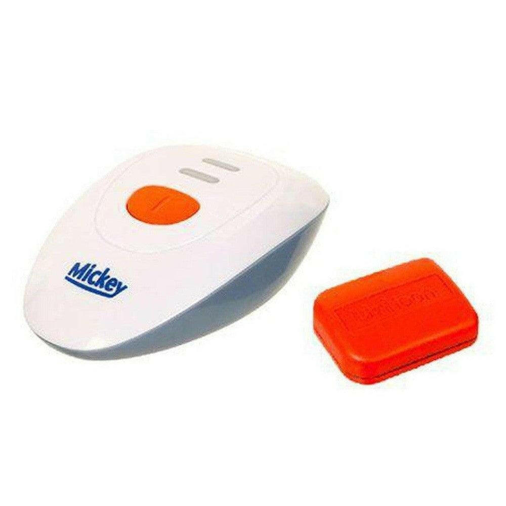 Uriflex Mickey plaswekker draadloze zender met oranje knop en blauw Mickey logo