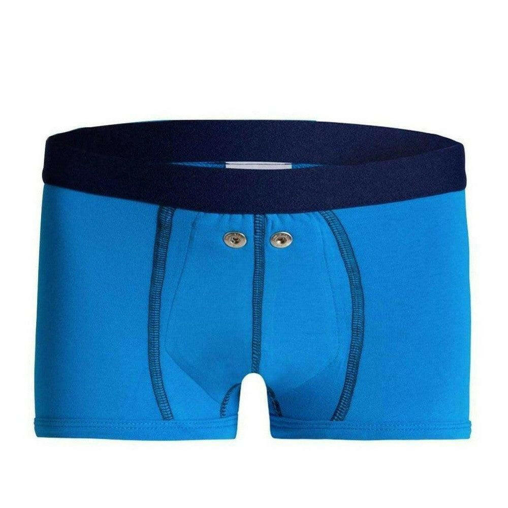 Blauw Uriflex sensorbroekje voor jongens met zachte gebreide stof en metalen knopen