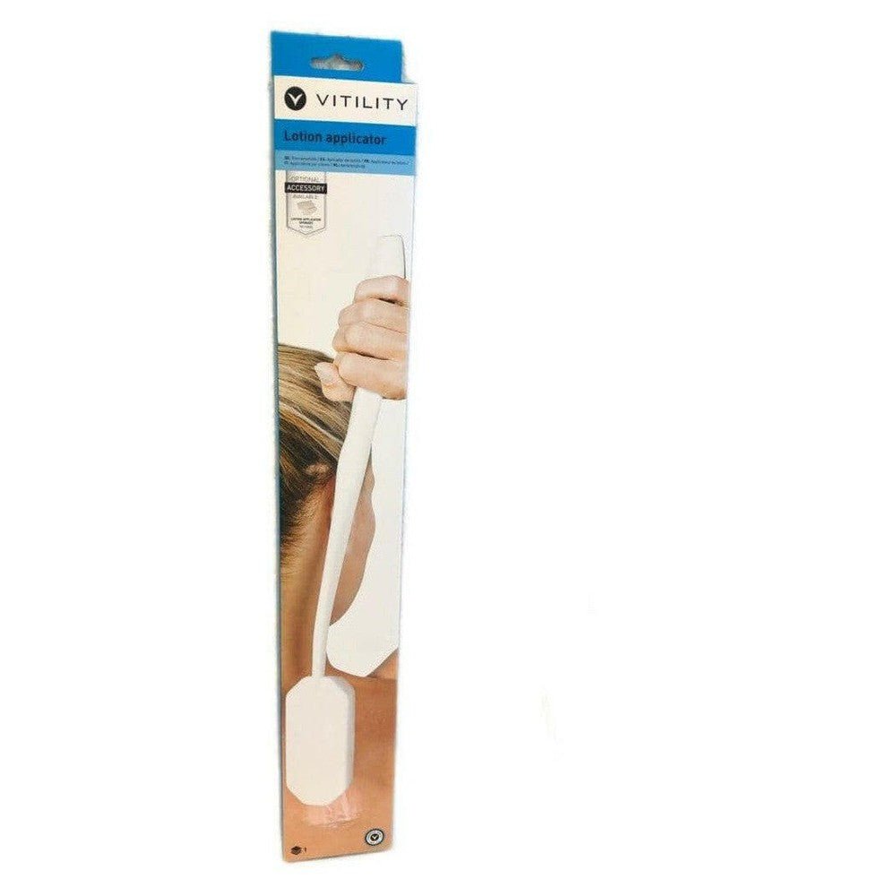 Vitility lotion applicator verpakking met verlengd handvat voor rug en voeten