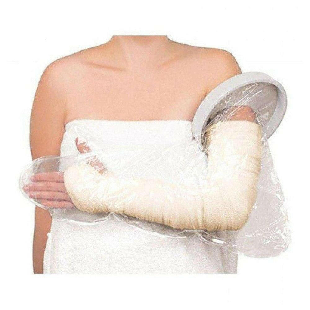 Gebruik van Vitility douchehoes voor arm met gipsverband en waterdichte elastische band