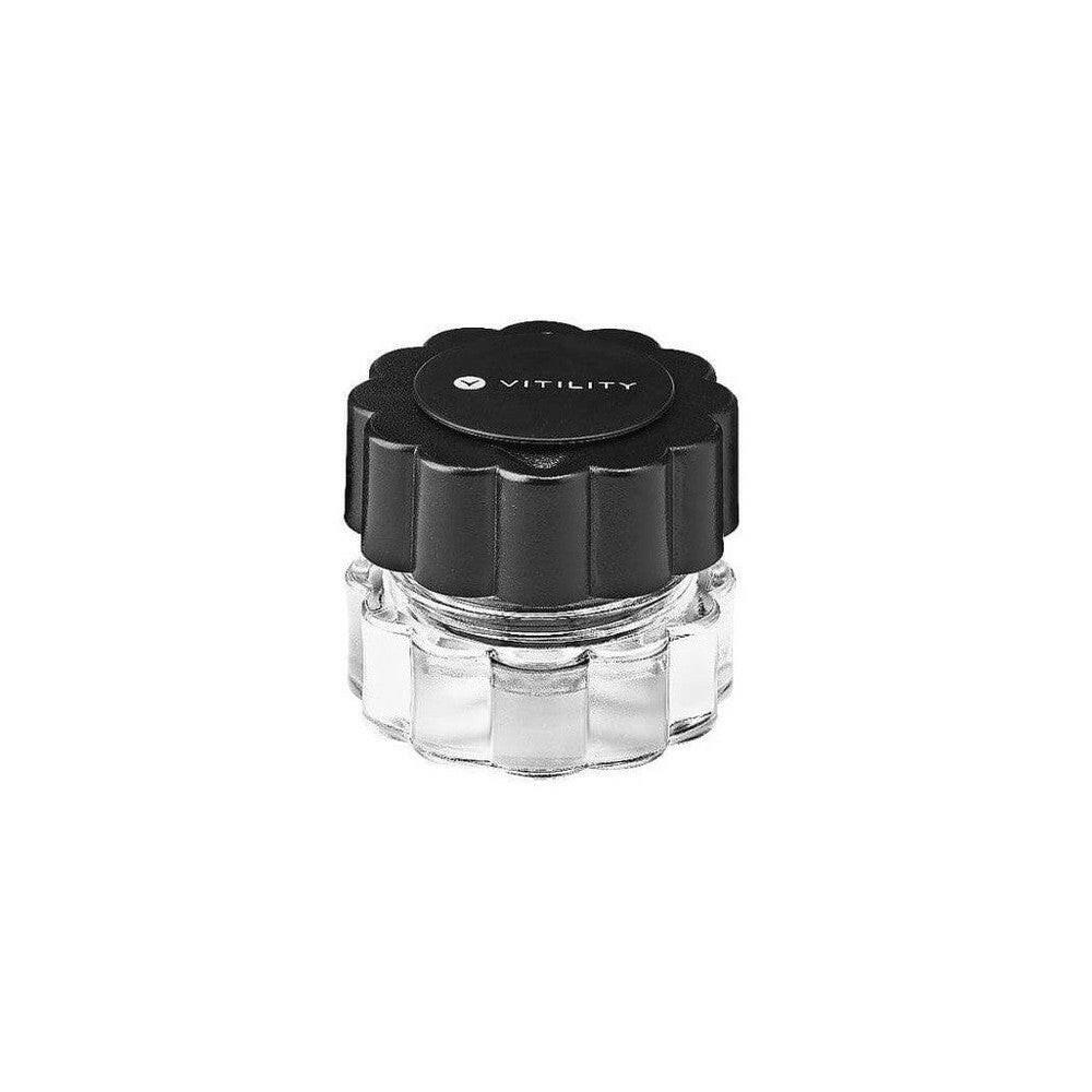 Vitility tabletvergruizer compact transparant met zwart bloemvormig deksel