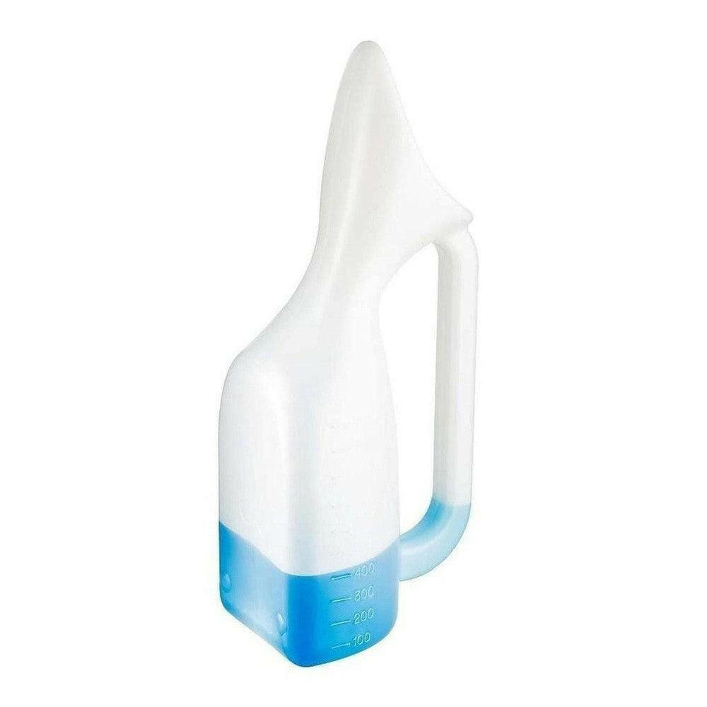 Vitility urinaal vrouw gevuld met blauwe vloeistof tot 400 ml markering