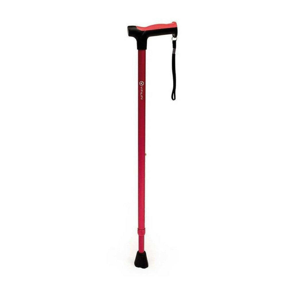 Vitility wandelstok rood-roze met verstelbare hoogte en polsband