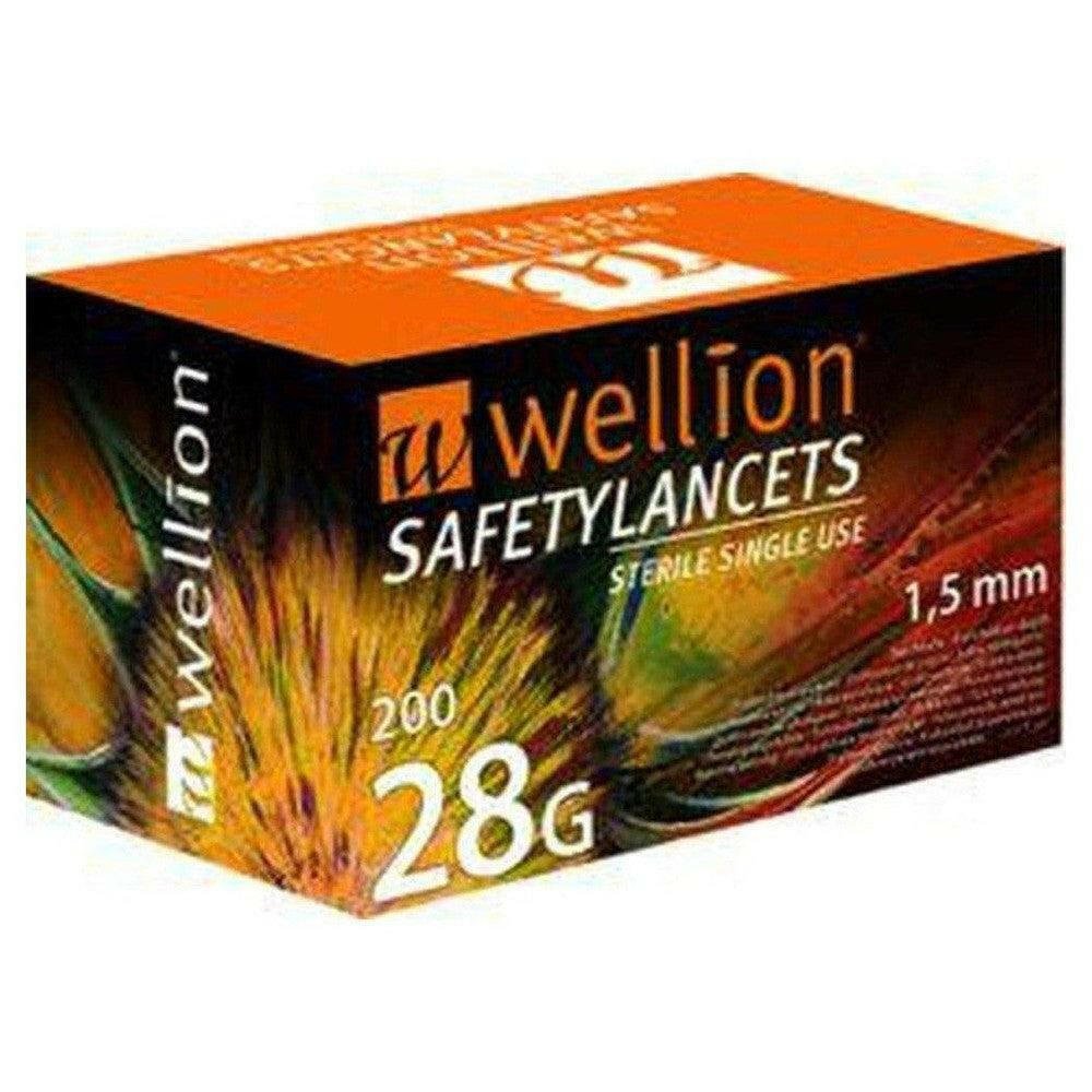 Wellion 28G lancetten verpakking 200 stuks steriel eenmalig gebruik
