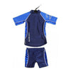 Zunblock UV-zwemkleding set blauw met cirkelpatroon, korte mouwen en broek voor kinderen